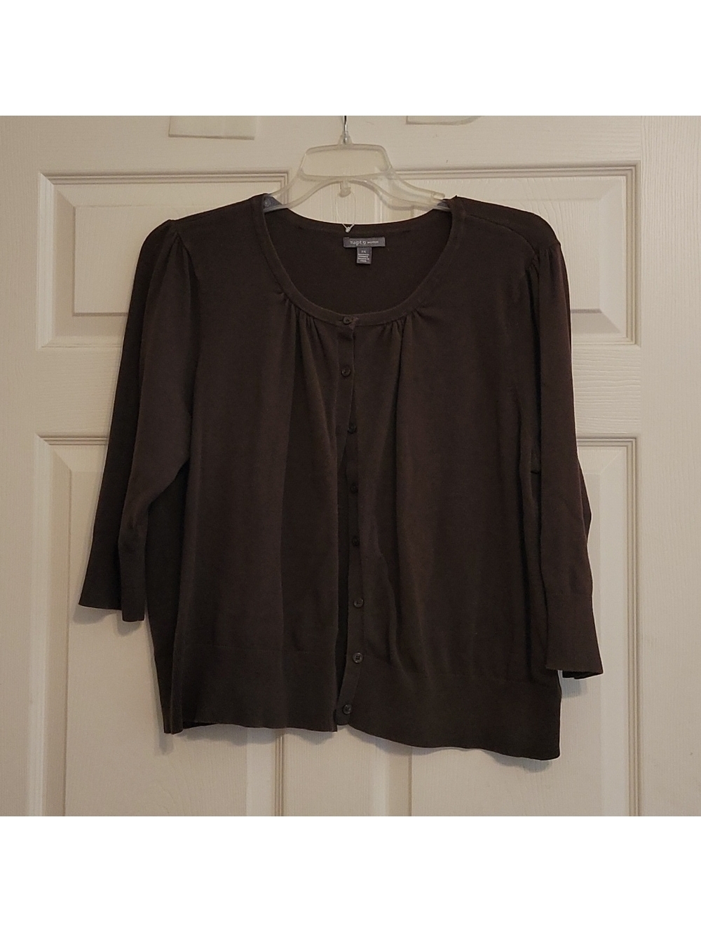apt. 9 woman brown waist length cardigan